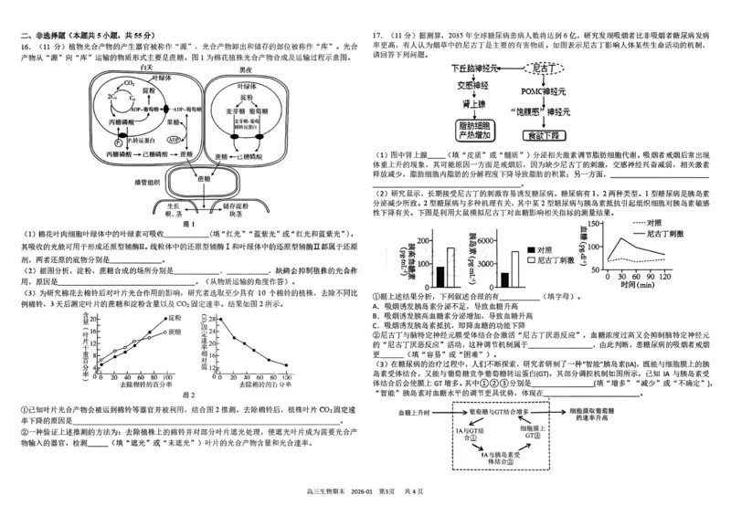 树德中学高2023级高三上期期末测试生物+答案_全国高考模拟卷_2026年2月_260203四川成都树德中学高2023级高三上期期末测试（全科）
