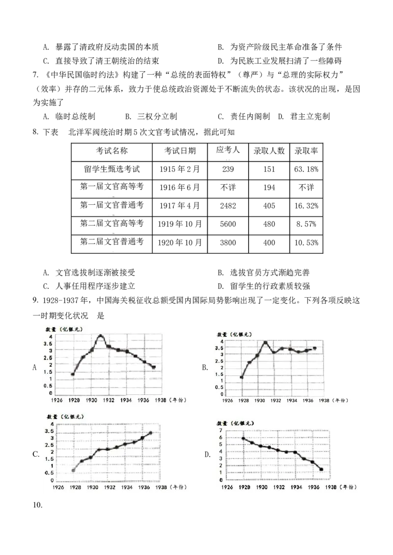历史试题_07高考历史_历史高考模拟题_新高考_2023年_2023河北省保定市部分学校高二上学期9月份考试历史
