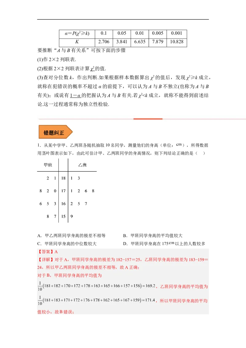 易错点13统计（解析版）_02高考数学_通用版（老高考）复习资料_2023年复习资料_专项复习_备战2023年高考数学考试易错题（全国通用）
