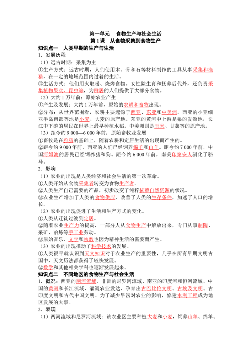 历史选择性必修2经济与社会生活（教师版）35页_07高考历史_2025年新高考资料_专项复习_统编版高中历史知识点总结（教师版+学生版）
