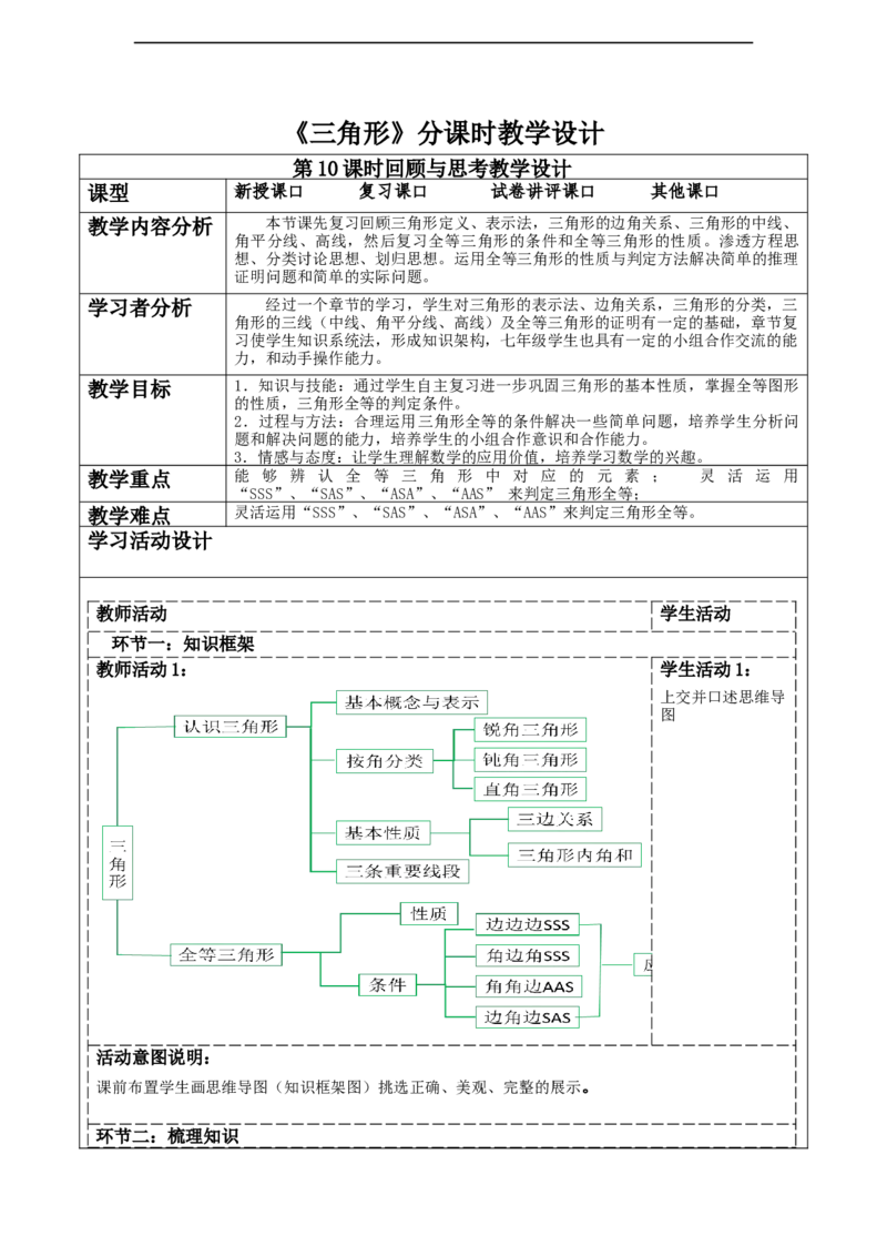 第四章《三角形》回顾与思考_北师大初中数学_7下-北师大版初中数学_7下-初中数学北师大版（2025春季新版）持续更新_1.课件+教案+单元整体教学设计（齐全）