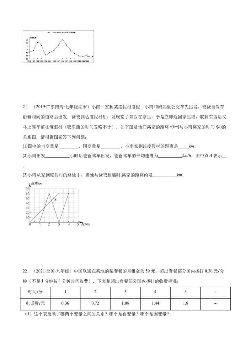 重点突围专题07变量之间的关系（原卷版）-七年级数学下册期中期末综合复习专题提优训练（北师大版）_北师大初中数学_7下-北师大版初中数学_7下-初中数学北师大版（旧版）赠送