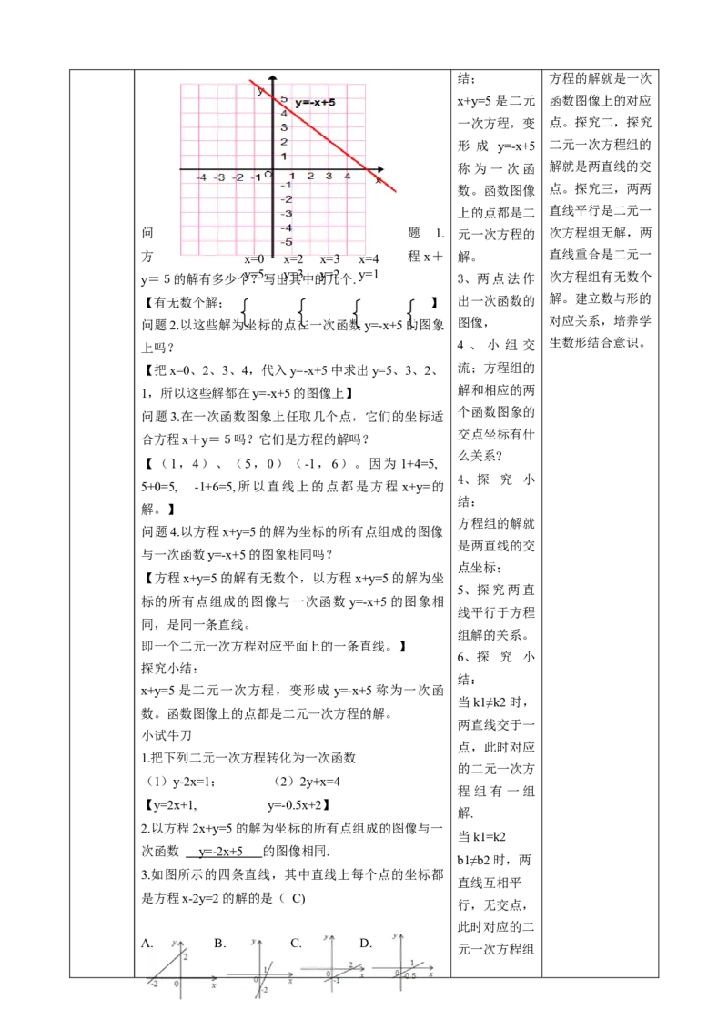 精7北师大版（2024）八年级数学上册第五章5.4二元一次方程与一次函数课时计划_北师大初中数学_8上-北师大版初中数学_初中数学北师大8上-2025秋季新版_第二套推荐25