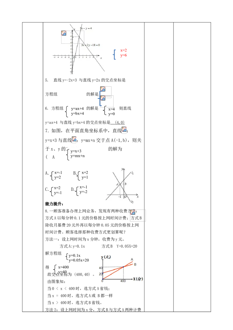 精7北师大版（2024）八年级数学上册第五章5.4二元一次方程与一次函数课时计划_北师大初中数学_8上-北师大版初中数学_初中数学北师大8上-2025秋季新版_第二套推荐25