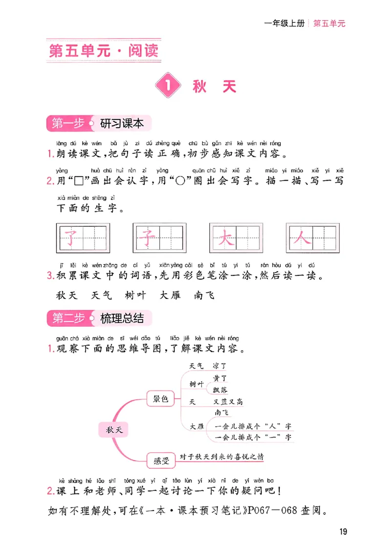 一年级语文人教版上册25秋《一本课本预习笔记》三步预习单_语数英1-6年级《一本课本预习笔记》_语文人教版上册_一年级语文人教版上册25秋《一本课本预习笔记》(1)