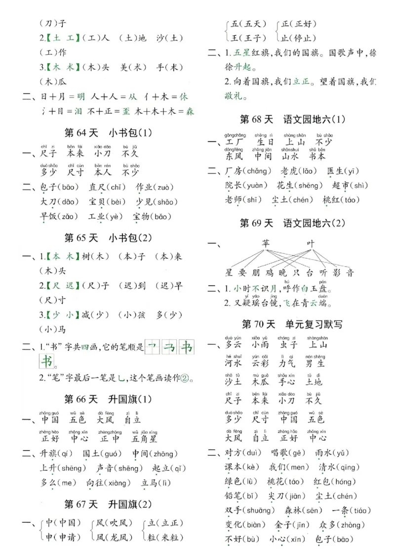 5_一年级上册语文每日10分钟睡前默写小纸条_小学1-6年级常用的上册资源汇总_一年级上册资料