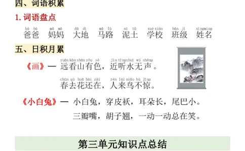 一年级上册语文期中高频考点(1)_小学1-6年级常用的上册资源汇总_一年级上册资料