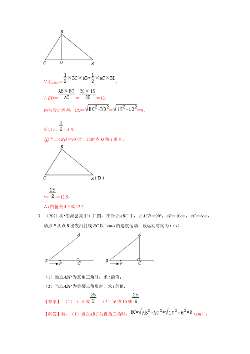 （挑战压轴）专题1.5勾股定理与分类讨论-2022-2023学年八年级数学上册《同步考点解读&bull;专题训练》（北师大版）_北师大初中数学_8上-北师大版初中数学_旧版_06专项讲练