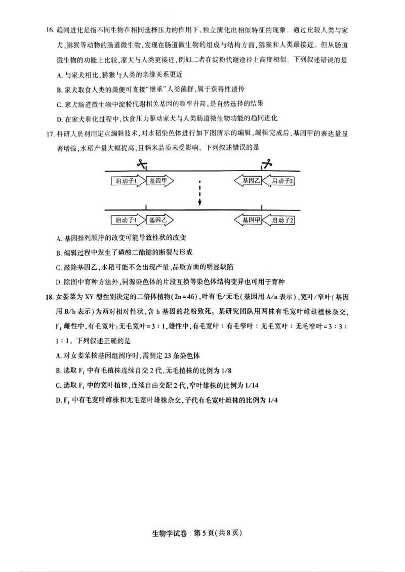 生物_全国高考模拟卷_2026年2月_2602102026届湖北高三圆创联盟2月联考（全科）_2026届湖北高三圆创联盟2月联考生物