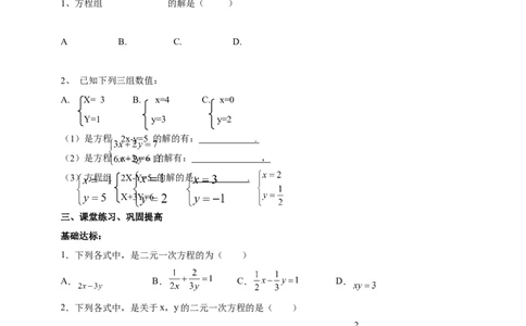 精1北师大版（2024）八年级数学上册第五章《二元一次方程组》5.1认识二元一次方程组导学案_北师大初中数学_8上-北师大版初中数学_初中数学北师大8上-2025秋季新版_第二套推荐25