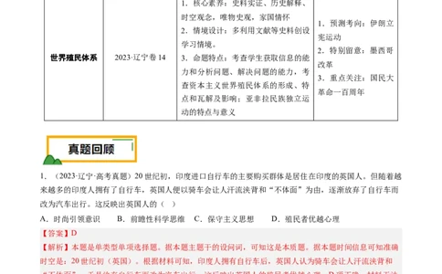 押第14题世界殖民体系与亚非拉民族民主运动（解析版）_07高考历史_2024年新高考资料_52024三轮冲刺_备战2024年高考历史临考题号押题（辽宁、黑龙江、吉林专用）322866720