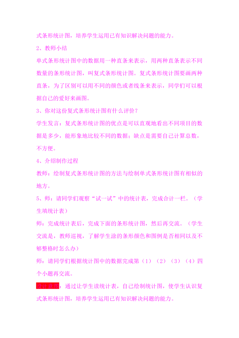 7.1读图、识图_小学1-6年级常用的上册资源汇总_四年级上册资料(1)_4年级下册教学资源包教案+学案_第七单元复式条形统计图（教案+学案）_教案