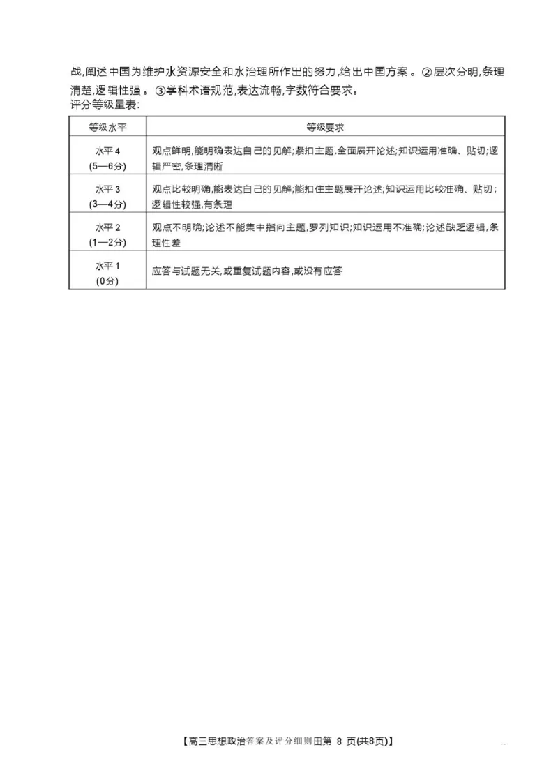 评分细则高三思想政治_全国高考模拟卷_2026年2月_260204金太阳&middot;河北省邢台市2026届高三（上）学业水平调研（全科）_河北省邢台市2025-2026学年高三上学期学业水平调研思想政治