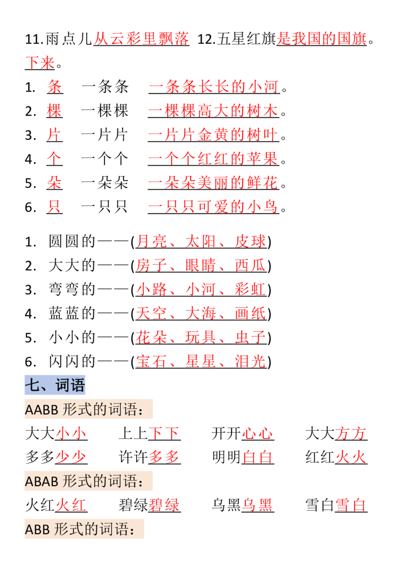 一年级上册语文全册重点预习_小学1-6年级常用的上册资源汇总_一年级上册资料