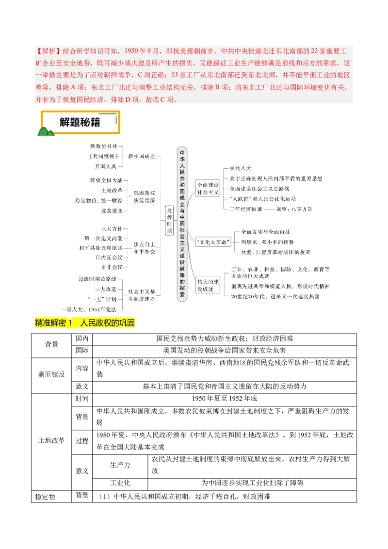 押第9题新中国时期：社会主义革命与建设（解析版）_07高考历史_2024年新高考资料_52024三轮冲刺_备战2024年高考历史临考题号押题（辽宁、黑龙江、吉林专用）322866720