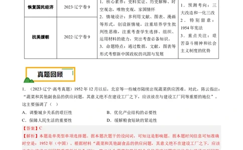 押第9题新中国时期：社会主义革命与建设（解析版）_07高考历史_2024年新高考资料_52024三轮冲刺_备战2024年高考历史临考题号押题（辽宁、黑龙江、吉林专用）322866720