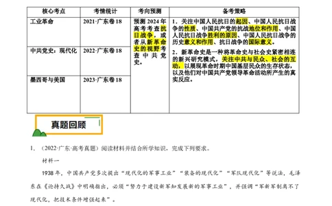 押广东卷第18题中共党史（原卷版）_07高考历史_2024年新高考资料_52024三轮冲刺_备战2024年高考历史临考题号押题（广东专用）323033819