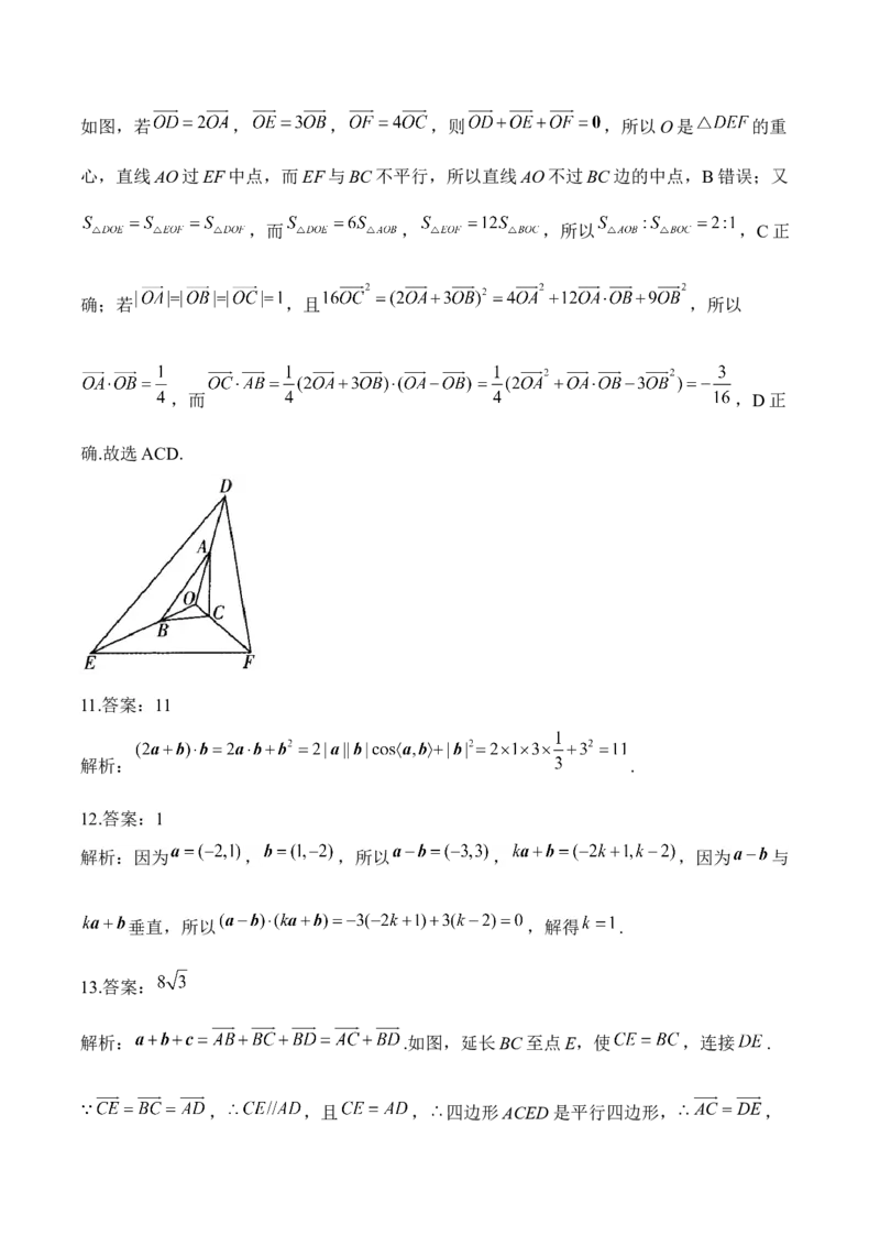 平面向量&mdash;&mdash;2025届高考数学二轮复习易错重难提升新高考版（含解析）_2025年新高考资料_二轮复习_新高考版2025届高考数学二轮复习易错重难提升训练（含解析）