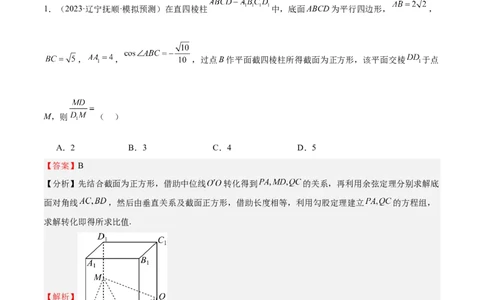特训10立体几何中的截面问题（七大题型）（解析版）_2025年新高考资料_一轮复习_2025年高考数学一轮复习《重难点题型与知识梳理&bull;高分突破》（新高考专用）