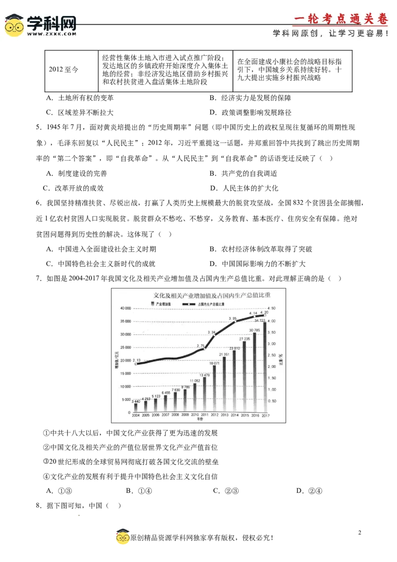 单元突破卷11中国特色社会主义新时代（原卷版）_07高考历史_2025年新高考资料_一轮复习_2025年高考历史一轮复习考点通关卷（新高考通用）