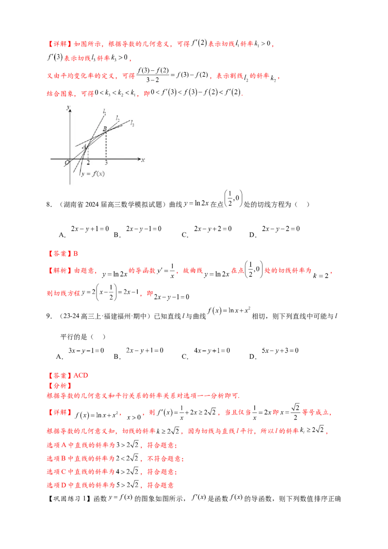 热点专题3-1导数的概念与运算（解析版）-2025年高考数学热点题型追踪与重难点专题突破（新高考专用）_2025年新高考资料_二轮复习