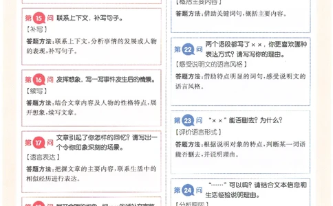 一本-小学语文阅读答题方法100问-5年级专题卡片(6)_小学1-6年级一本阅读题系列