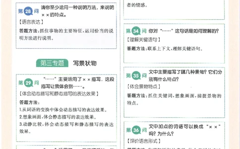 一本-小学语文阅读答题方法100问-5年级专题卡片(6)_小学1-6年级一本阅读题系列