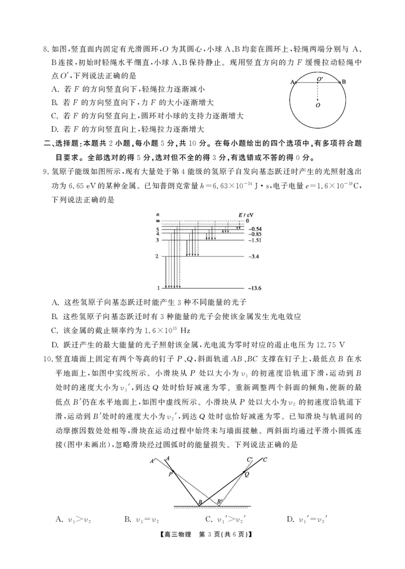安徽省鼎尖联考2025-2026学年高三上学期期末过程性学科素质评价物理_全国高考模拟卷_2026年2月_260209安徽省鼎尖联考2025-2026学年高三上学期期末过程性学科素质评价（全科）