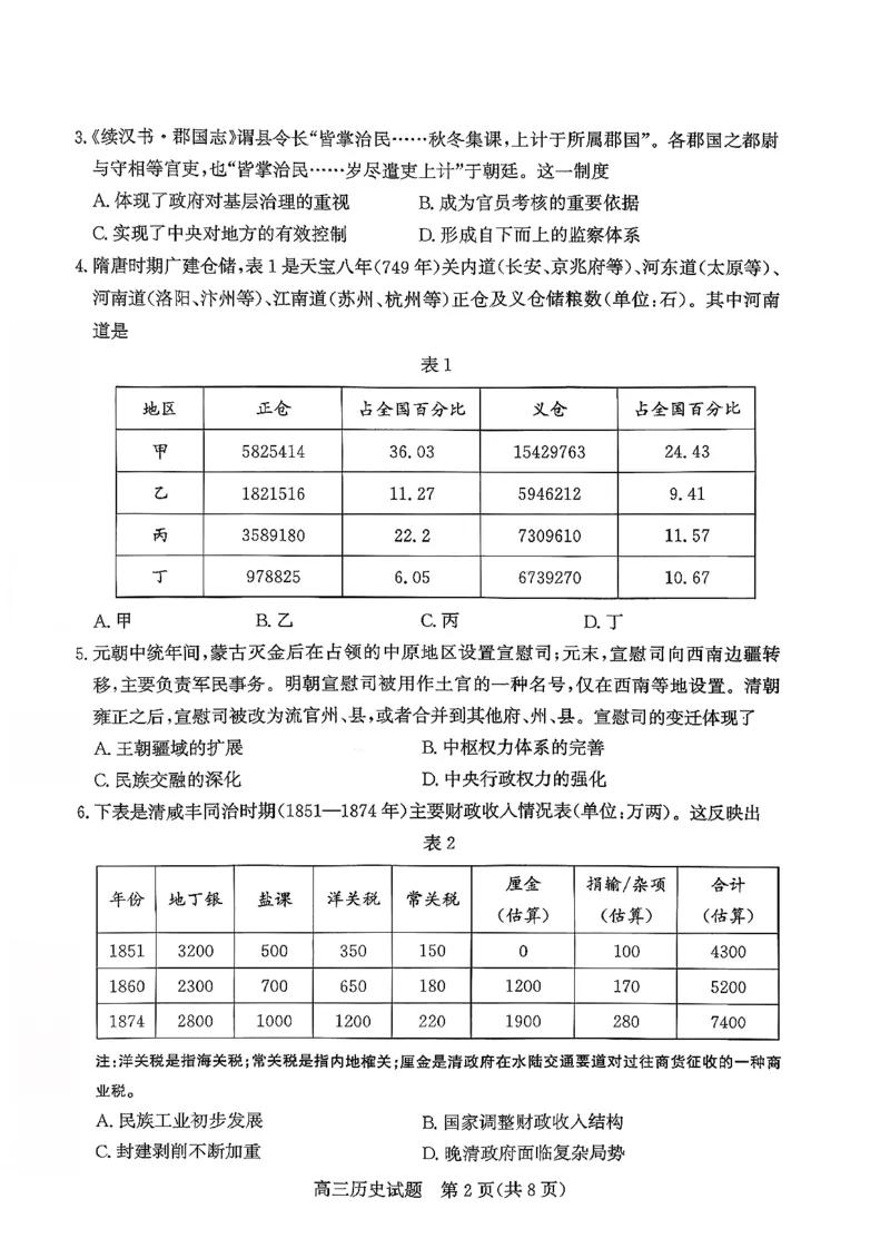 枣庄市2026届高三第一学期质量检测历史+答案_全国高考模拟卷_2026年2月_260202山东省枣庄市2026届高三第一学期质量检测（枣庄一调）（全科）