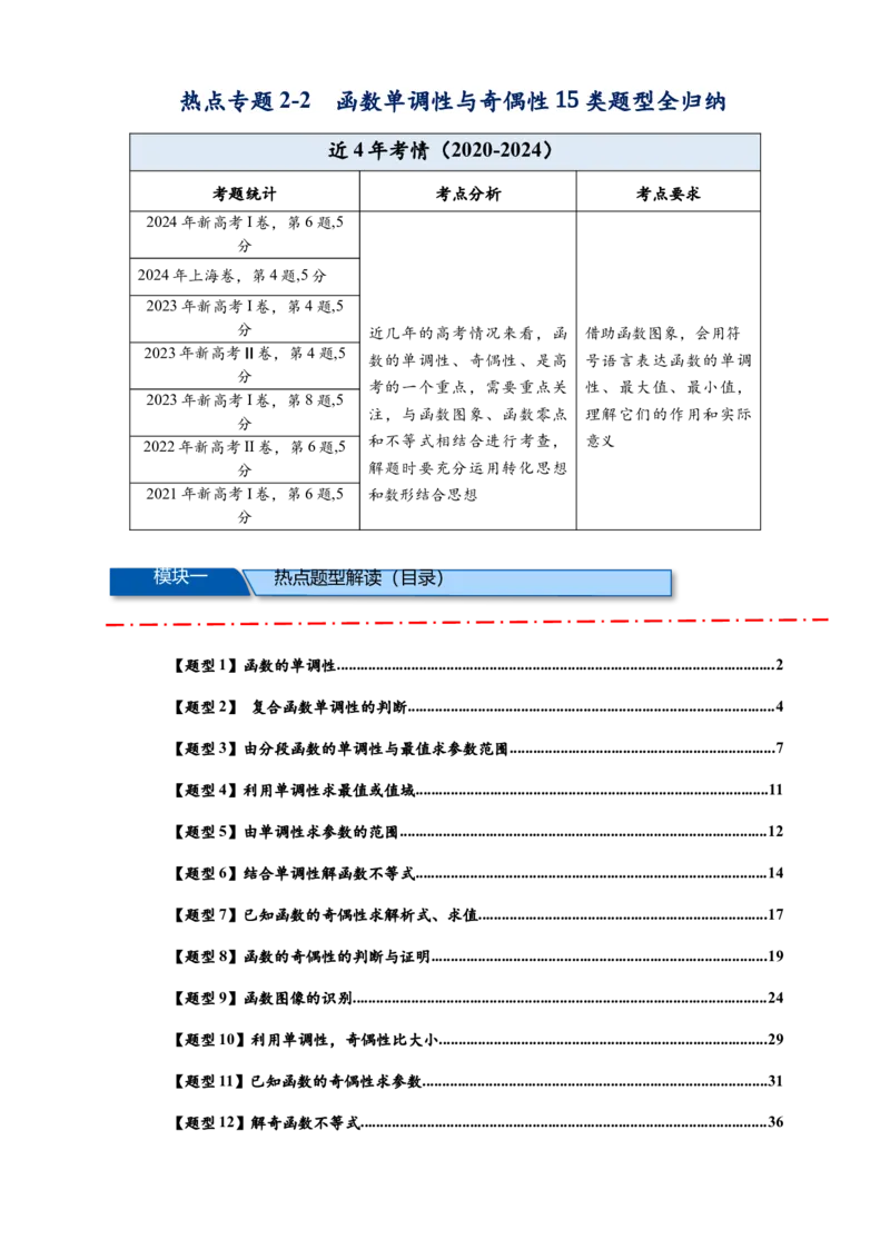热点专题2-2函数单调性与奇偶性15类题型全归纳（解析版）-2025年高考数学热点题型追踪与重难点专题突破（新高考专用）_2025年新高考资料_二轮复习