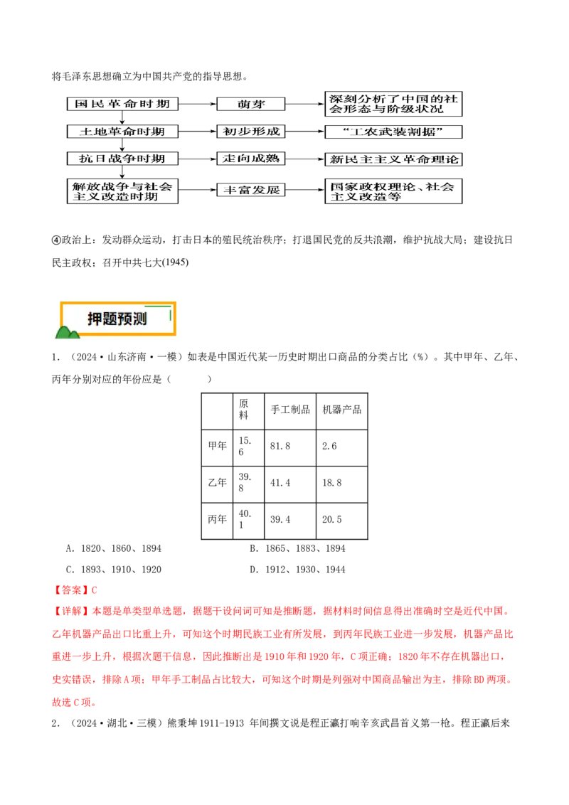 押新高考第7-8题从辛亥革命至抗日战争（解析版）_07高考历史_2024年新高考资料_52024三轮冲刺_备战2024年高考历史临考题号押题（新高考通用）322946313