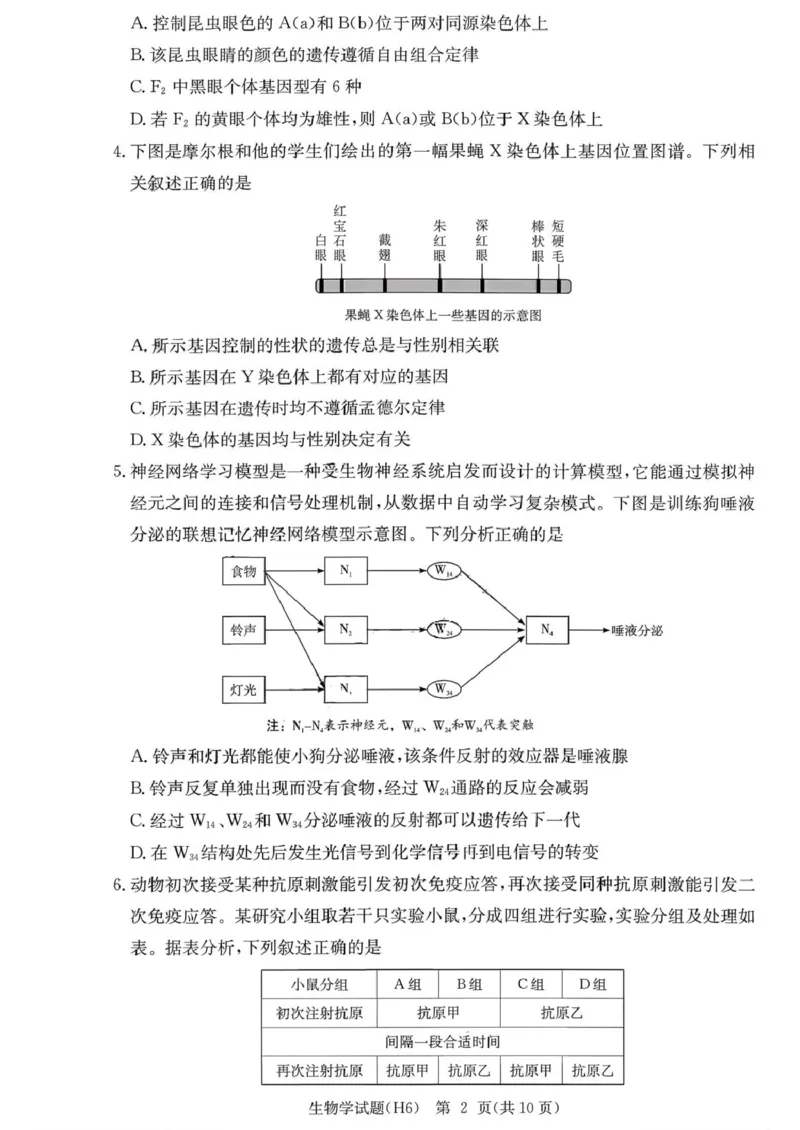 湖南省长沙市雅礼中学2025-2026学年高三上学期2月期末生物试题（含答案）_全国高考模拟卷_2026年2月_260210湖南雅礼中学2025-2026学年高三上学期2月期末（月考六）（全科）