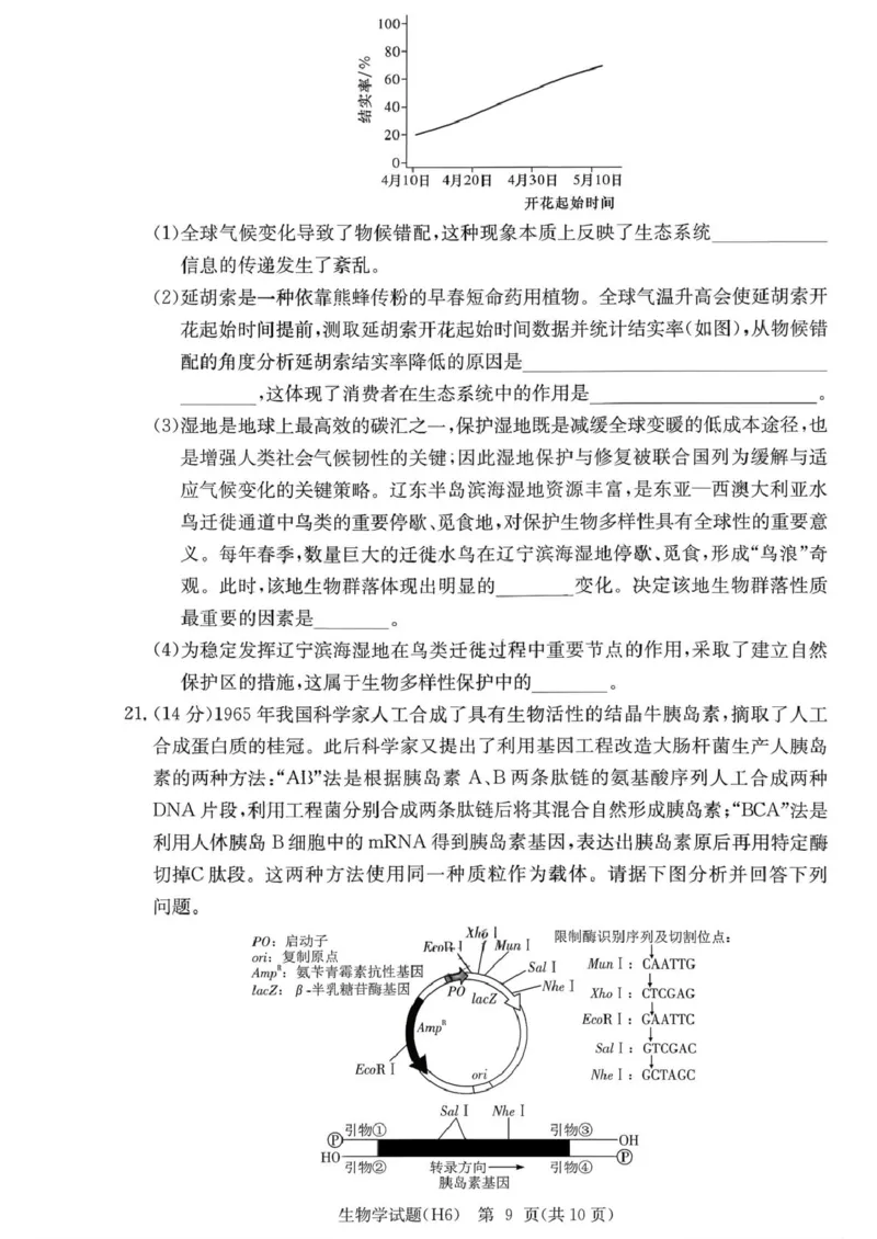 湖南省长沙市雅礼中学2025-2026学年高三上学期2月期末生物试题（含答案）_全国高考模拟卷_2026年2月_260210湖南雅礼中学2025-2026学年高三上学期2月期末（月考六）（全科）