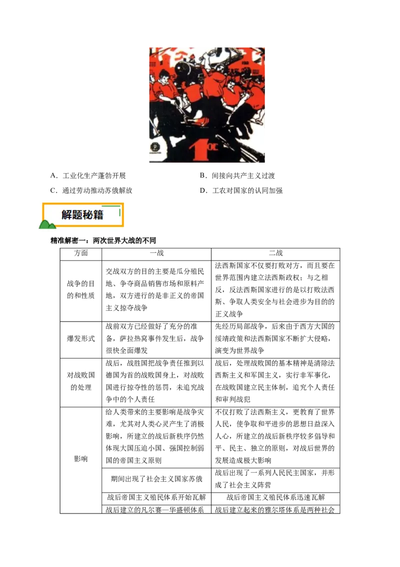 押江苏卷第15题一战至二战（原卷版）_07高考历史_2024年新高考资料_52024三轮冲刺_备战2024年高考历史临考题号押题（江苏专用）323111722