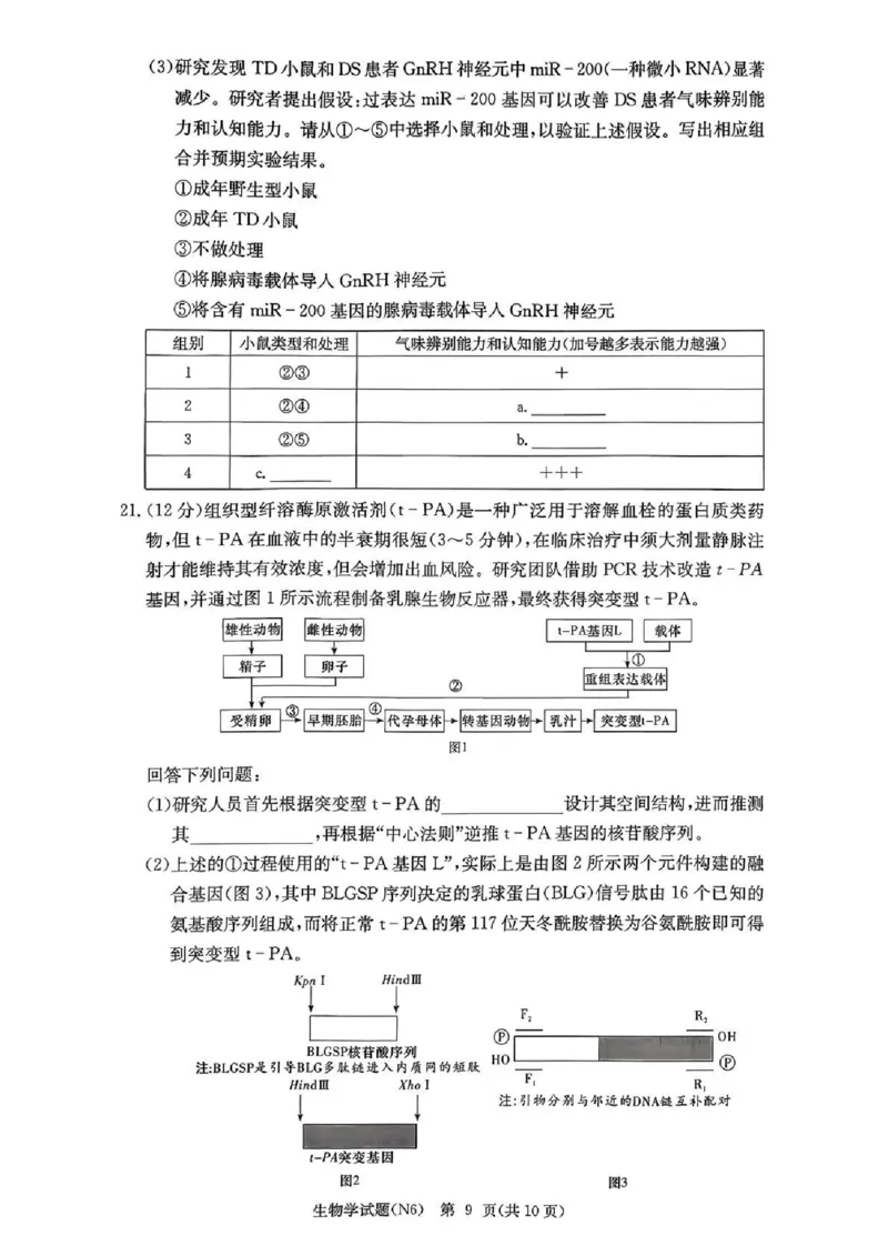 长郡中学2026届高三月考试卷（六）生物_全国高考模拟卷_2026年2月_260212湖南省长沙市长郡中学2026届高三年级月考（六）（全科）