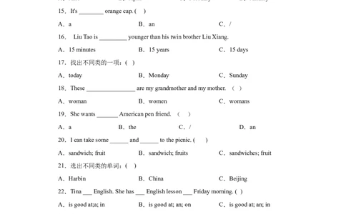 2023年小升初英语语法专题突破-名词、冠词北京版_北京小升初全套文件_英语_2023学年小升初英语语法专题突破（北京版）(13)份