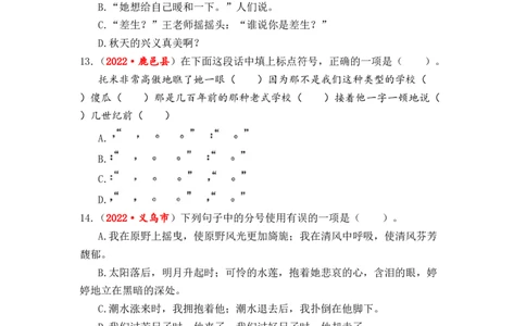 专题07标点符号辨析与运用综合训练-2023年小升初语文真题汇编（全国版）_北京小升初全套文件_语文_2023届小升初语文真题汇编（全国版）(55)份