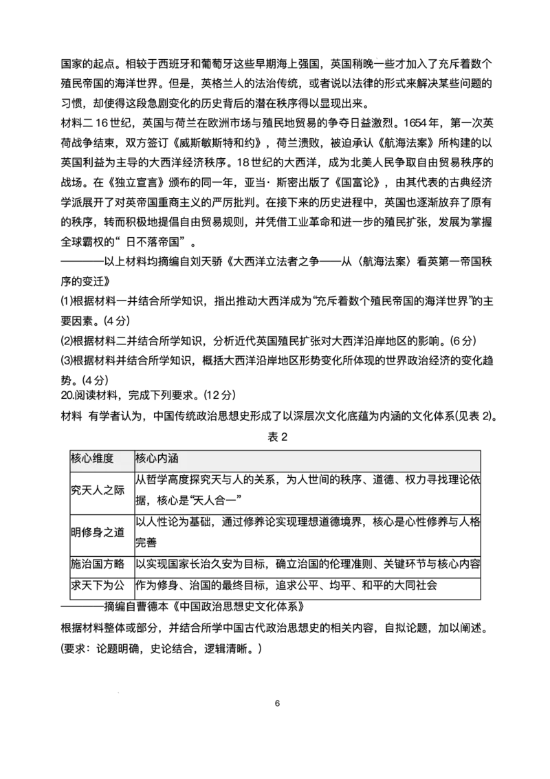 陕西省商洛市2026届高三上学期2月期末考试历史+答案_全国高考模拟卷_2026年2月_260211金太阳&middot;陕西省商洛市2026届高三上学期2月期末考试（全科）