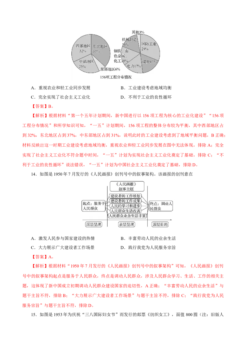 押江苏卷第9题1949~1956：新中国的过渡时期（解析版）_07高考历史_2024年新高考资料_52024三轮冲刺_备战2024年高考历史临考题号押题（江苏专用）323111722