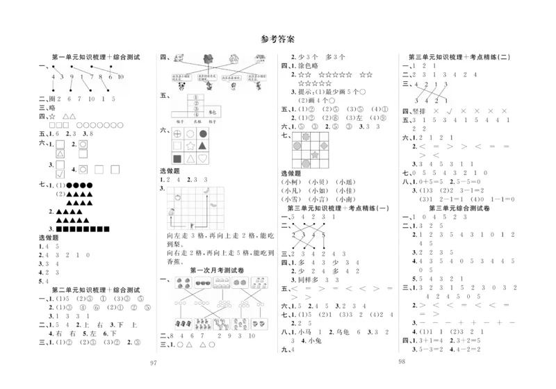 一上数学同步测试卷轻松100分_小学1-6年级常用的上册资源汇总_一年级上册资料