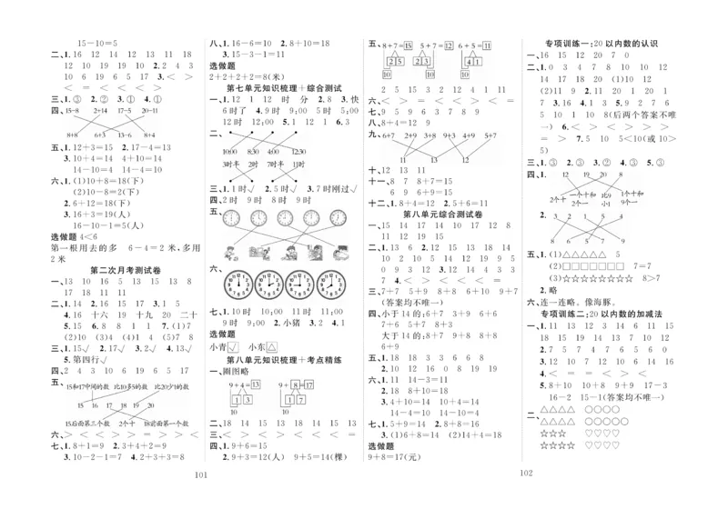 一上数学同步测试卷轻松100分_小学1-6年级常用的上册资源汇总_一年级上册资料