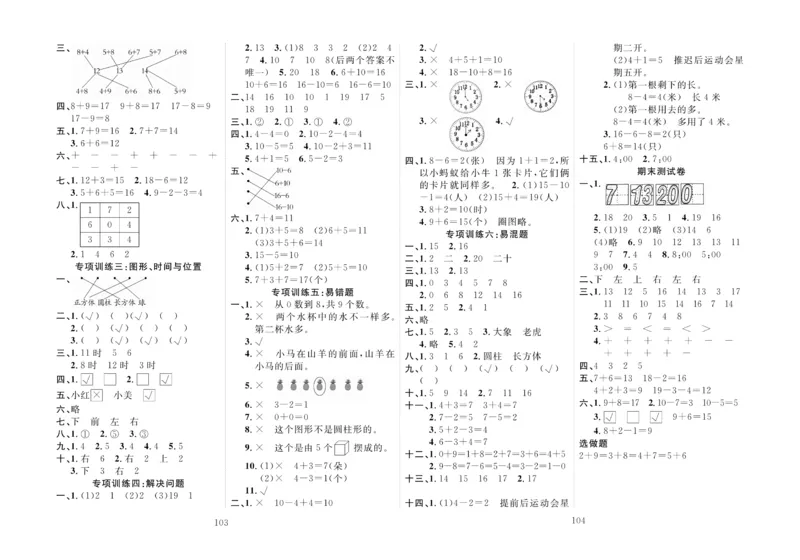 一上数学同步测试卷轻松100分_小学1-6年级常用的上册资源汇总_一年级上册资料