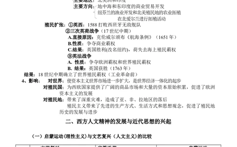 工业革命前的世界+知识清单--2024届人民版历史二轮专题复习_07高考历史_2024年新高考资料_2.2024二轮复习_2024届人民版历史二轮专题复习知识清单3107623