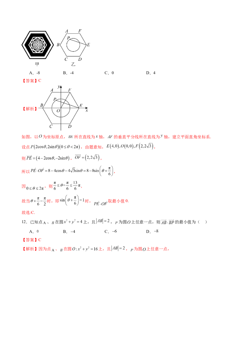 拔高点突破01一网打尽平面向量中的范围与最值问题（十大题型）（解析版）_2025年新高考资料_一轮复习_2025年高考数学一轮复习讲练测（新教材新高考，含2024高考真题）