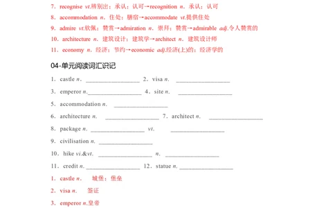 必修一UNit2TravellingAround核心单词+重点句型筑基讲义（解析版）_03高考英语_新高考复习资料_2025年新高考复习_2025年新高考英语一轮总复习筑基培优方案（人教版）