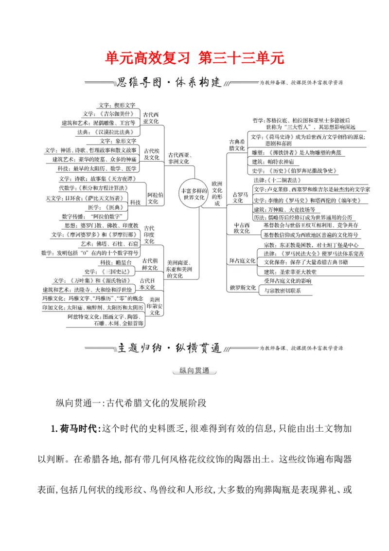 单元整合_07高考历史_新高考复习资料_2022年新高考复习资料_2022届一轮复习讲练结合7.11更新_系列1_第三十三单元丰富多样的世界文化