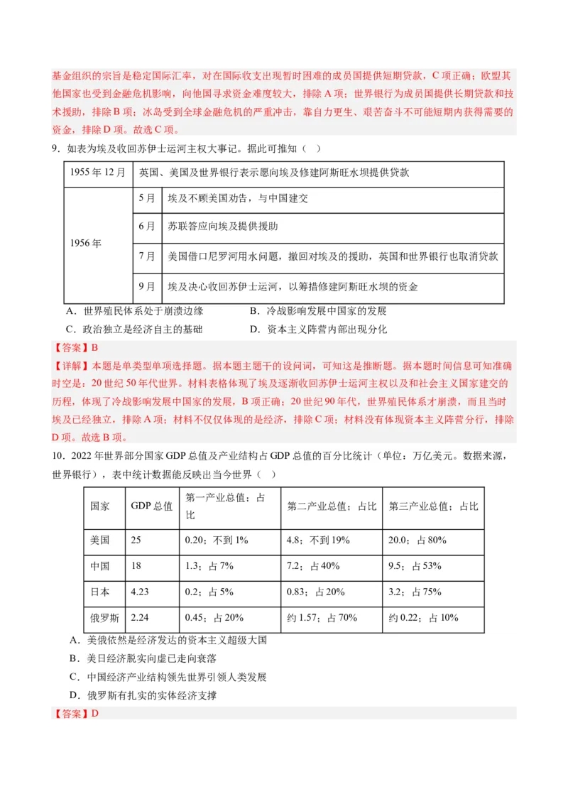 周年热点14布雷顿森林会议召开80周年（解析版）_07高考历史_2024年新高考资料_2.2024二轮复习_2024年高考历史二轮复习周年热点追踪分析与预测