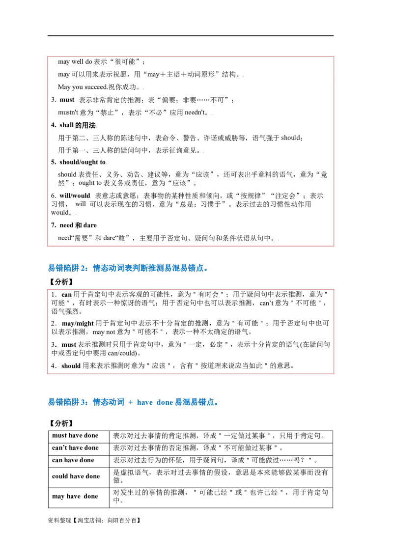 易错点09情态动词和虚拟语气（4大陷阱）-备战2024年高考英语考试易错题（解析版）_03高考英语_新高考复习资料_2024年新高考资料_专项复习资料_答案解析版