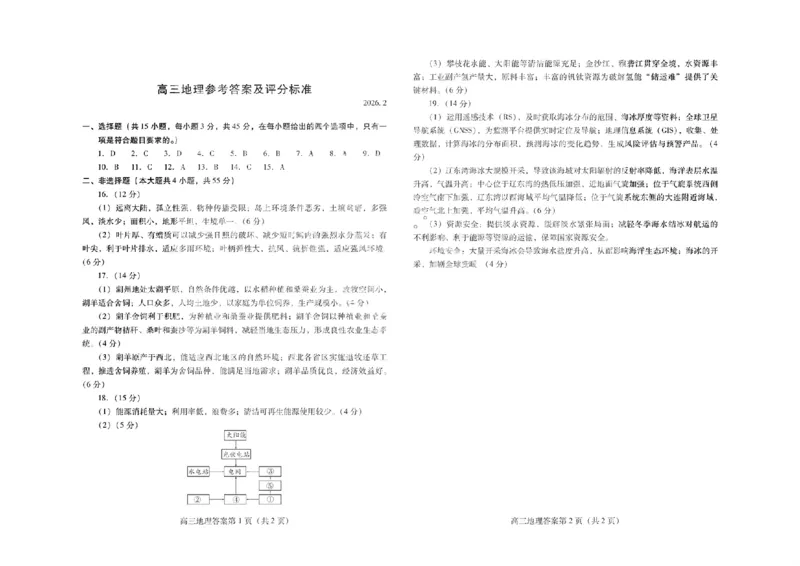 地理答案_全国高考模拟卷_2026年2月_260210（潍坊一模）潍坊市2026年2月高考模拟考试（全科）