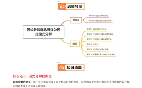 第四章第01讲因式分解概念与提公因式因式分解（2个知识点+6类热点题型讲练+习题巩固）（解析版）_北师大初中数学_8下-北师大版初中数学_旧版-可参考_05习题试卷_第四章因式分解